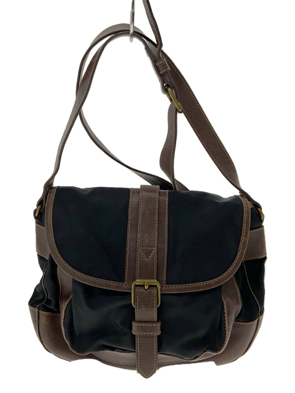 Prada Brown Leather Messenger Bag Black